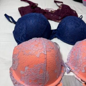 Victoria’s Secret Bra Bundle 34D 34DD Very Sexy Push Up Plunge Lace